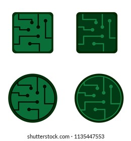Circuit board icon set. Vector.