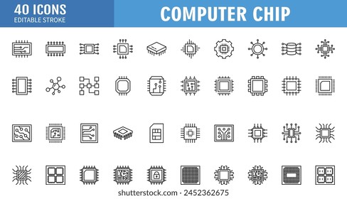 Circuit board icon set. Vector graphic illustration. Suitable for website design, logo, app, template, and ui.