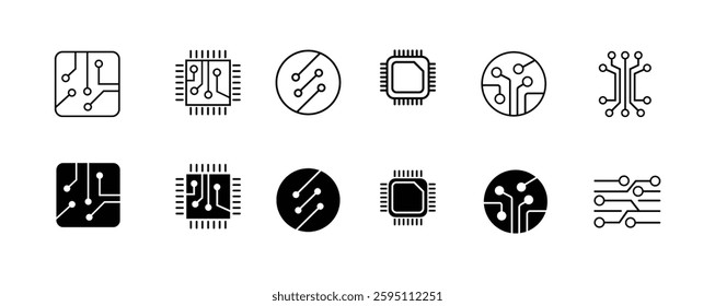 Circuit board icon set. Vector graphic illustration. Suitable for website design, logo, app, template, and ui.
