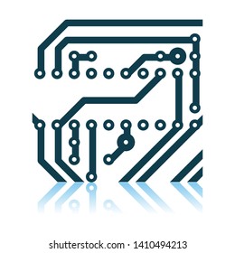 Icono de la placa de circuito. Diseño de reflexión de sombra. Ilustración vectorial.