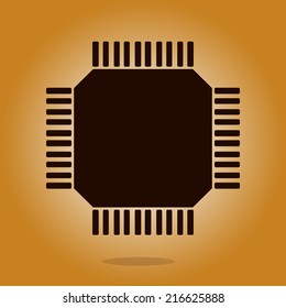 Circuit board  icon. Technology scheme square symbol. Flat design style.