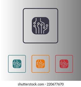 Circuit board  icon. Technology scheme square symbol. Flat design style.
