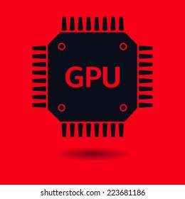 Circuit board  icon. Technology scheme square symbol. Flat design style.