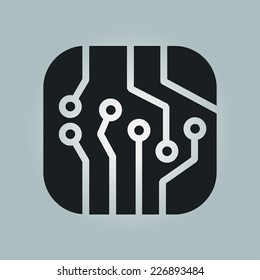 Circuit board  icon. Technology scheme square symbol. Flat design style.