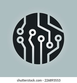 Circuit board  icon. Technology scheme square symbol. Flat design style.