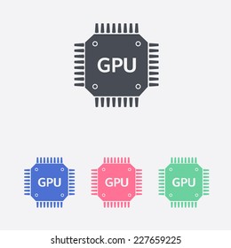 Circuit board  icon. Technology scheme square symbol. Flat design style.