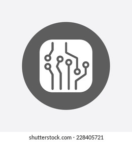 Circuit board  icon. Technology scheme square symbol. Flat design style.