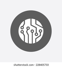 Circuit board  icon. Technology scheme square symbol. Flat design style.