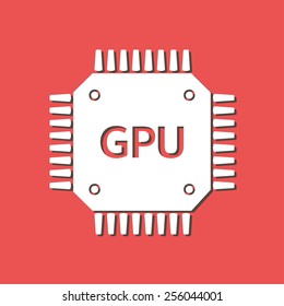 Circuit board  icon. Technology scheme square symbol. Flat design style.
