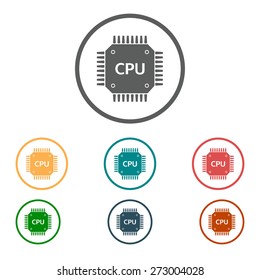 Circuit board  icon. Technology scheme square symbol. Flat design style.