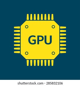 Circuit board  icon. Technology scheme square symbol. Flat design style.