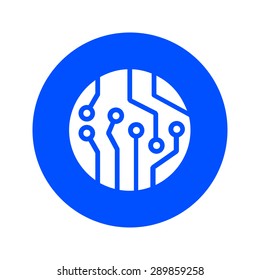 Circuit board  icon. Technology scheme square symbol. Flat design style.