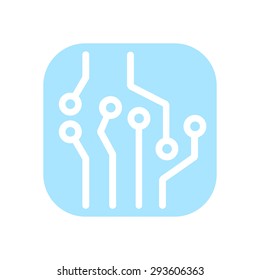 Circuit board  icon. Technology scheme square symbol. Flat design style.