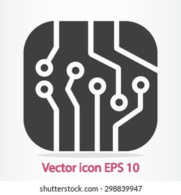 Circuit board  icon. Technology scheme square symbol. Flat design style.