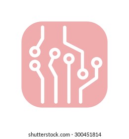 Circuit board  icon. Technology scheme square symbol. Flat design style.