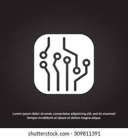 Circuit board  icon. Technology scheme square symbol. Flat design style.