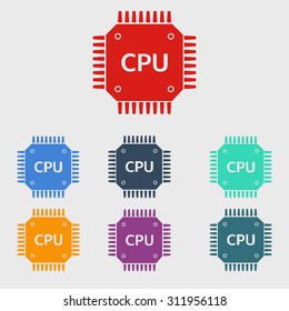 Circuit board  icon. Technology scheme square symbol. Flat design style.