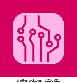 Circuit board  icon. Technology scheme square symbol. Flat design style.