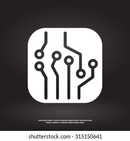 Circuit board  icon. Technology scheme square symbol. Flat design style.