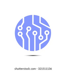 Circuit board  icon. Technology scheme square symbol. Flat design style.