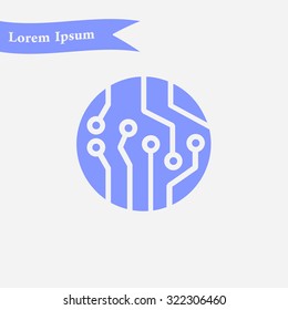 Circuit board  icon. Technology scheme square symbol. Flat design style.