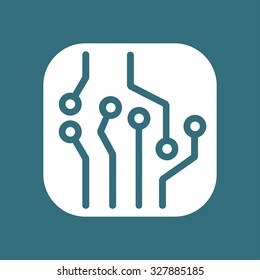 Circuit board  icon. Technology scheme square symbol. Flat design style.