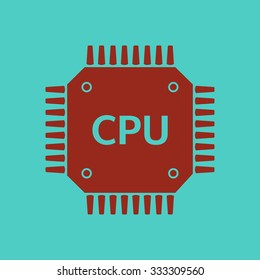 Circuit board  icon. Technology scheme square symbol. Flat design style.