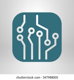 Circuit board  icon. Technology scheme square symbol. Flat design style.