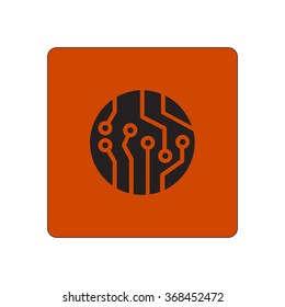 Circuit board  icon. Technology scheme square symbol. Flat design style.