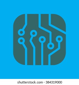 Circuit board  icon. Technology scheme square symbol. Flat design style.