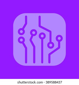Circuit board  icon. Technology scheme square symbol. Flat design style.