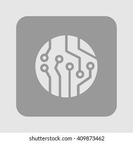 Circuit board  icon. Technology scheme square symbol. Flat design style.