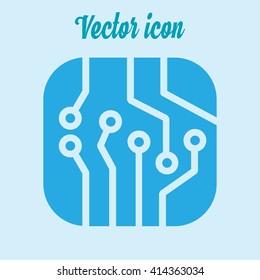 Circuit board  icon. Technology scheme square symbol. Flat design style.