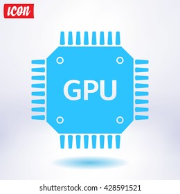Circuit board  icon. Technology scheme square symbol. Flat design style.