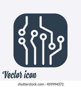 Circuit board  icon. Technology scheme square symbol. Flat design style.