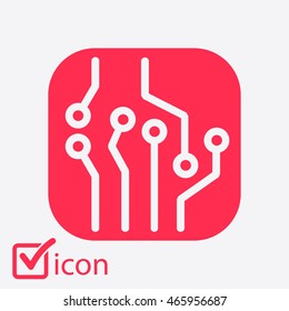 Circuit board  icon. Technology scheme square symbol. Flat design style.