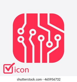 Circuit board  icon. Technology scheme square symbol. Flat design style.