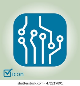 Circuit board  icon. Technology scheme square symbol. Flat design style.