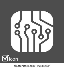 Circuit board  icon. Technology scheme square symbol. Flat design style.