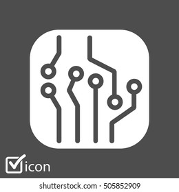 Circuit board  icon. Technology scheme square symbol. Flat design style.