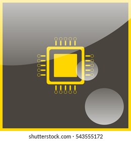 Circuit board icon. Technology scheme square symbol.