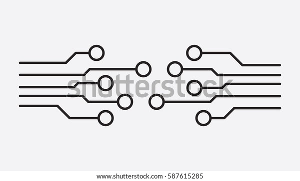 回路基板のアイコン 白い背景にテクノロジースキームシンボルのフラットベクターイラスト のベクター画像素材 ロイヤリティフリー