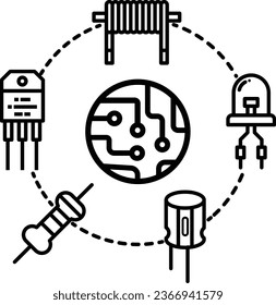 circuit board icon vector electronic technology symbol