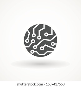 circuit board icon vector. Technology logo template. chip isolated minimal icon. processor line vector for websites and mobile minimalistic flat design.