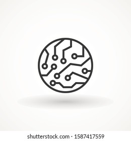 circuit board icon vector. Technology logo template. chip isolated minimal icon. processor line vector for websites and mobile minimalistic flat design.