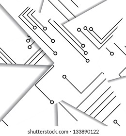 Circuit board illustration, digital composition.