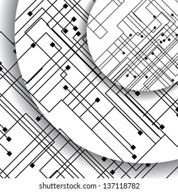 Circuit board illustration, digital composition.