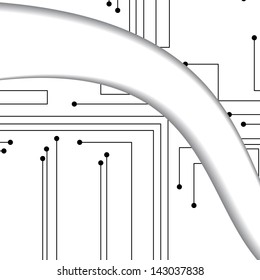 Circuit board illustration, digital composition.