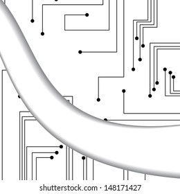 Circuit board illustration, digital composition.