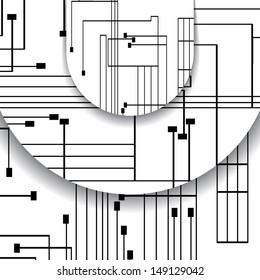 Circuit board illustration, digital composition.